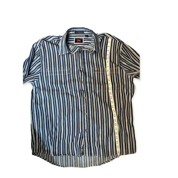 Wrangler Hero blue and white striped button down long sleeves - Picture 8 of 8